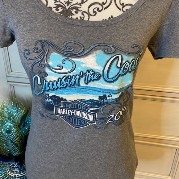 Women’s Cruisin, the Coast Harley Davidson canvas T-shirt, small - Picture 2 of 5